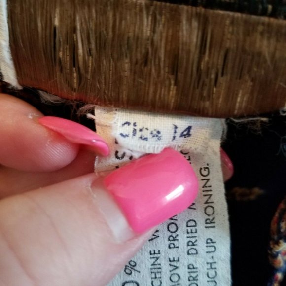 Vintage Secretary Midi Dress Sheer Blue Leaf Print - Picture 9 of 10